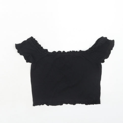 NEXT Womens Black Polyester Cropped Tank Size 10 Off the Shoulder