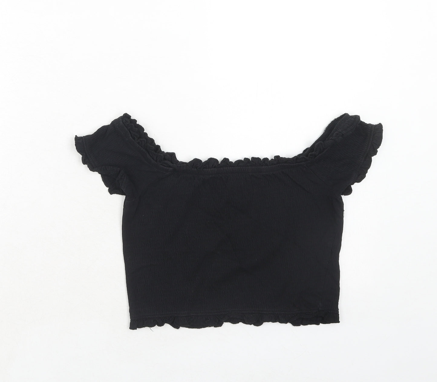NEXT Womens Black Polyester Cropped Tank Size 10 Off the Shoulder