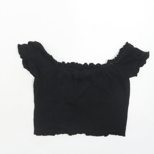NEXT Womens Black Polyester Cropped Tank Size 10 Off the Shoulder