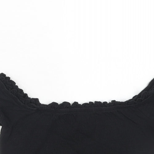 NEXT Womens Black Polyester Cropped Tank Size 10 Off the Shoulder