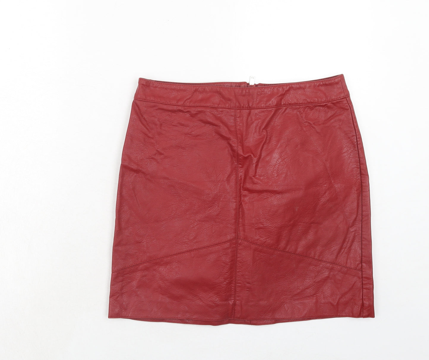 Dorothy Perkins Womens Red Polyurethane A-Line Skirt Size 10 Zip