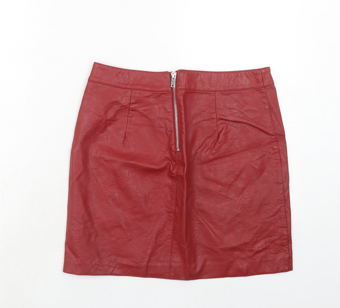 Dorothy Perkins Womens Red Polyurethane A-Line Skirt Size 10 Zip
