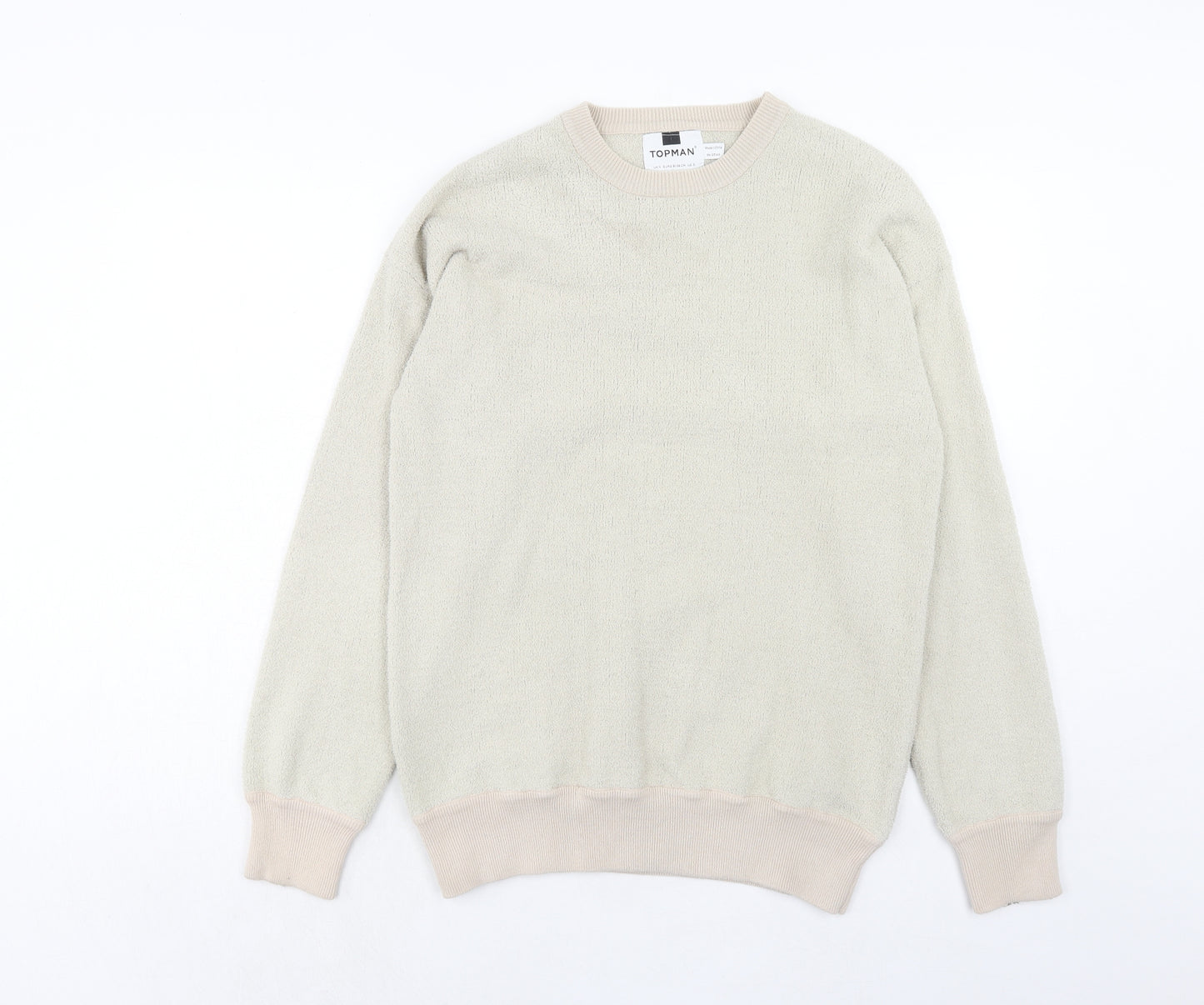 Topman Mens Ivory Polyester Pullover Sweatshirt Size S