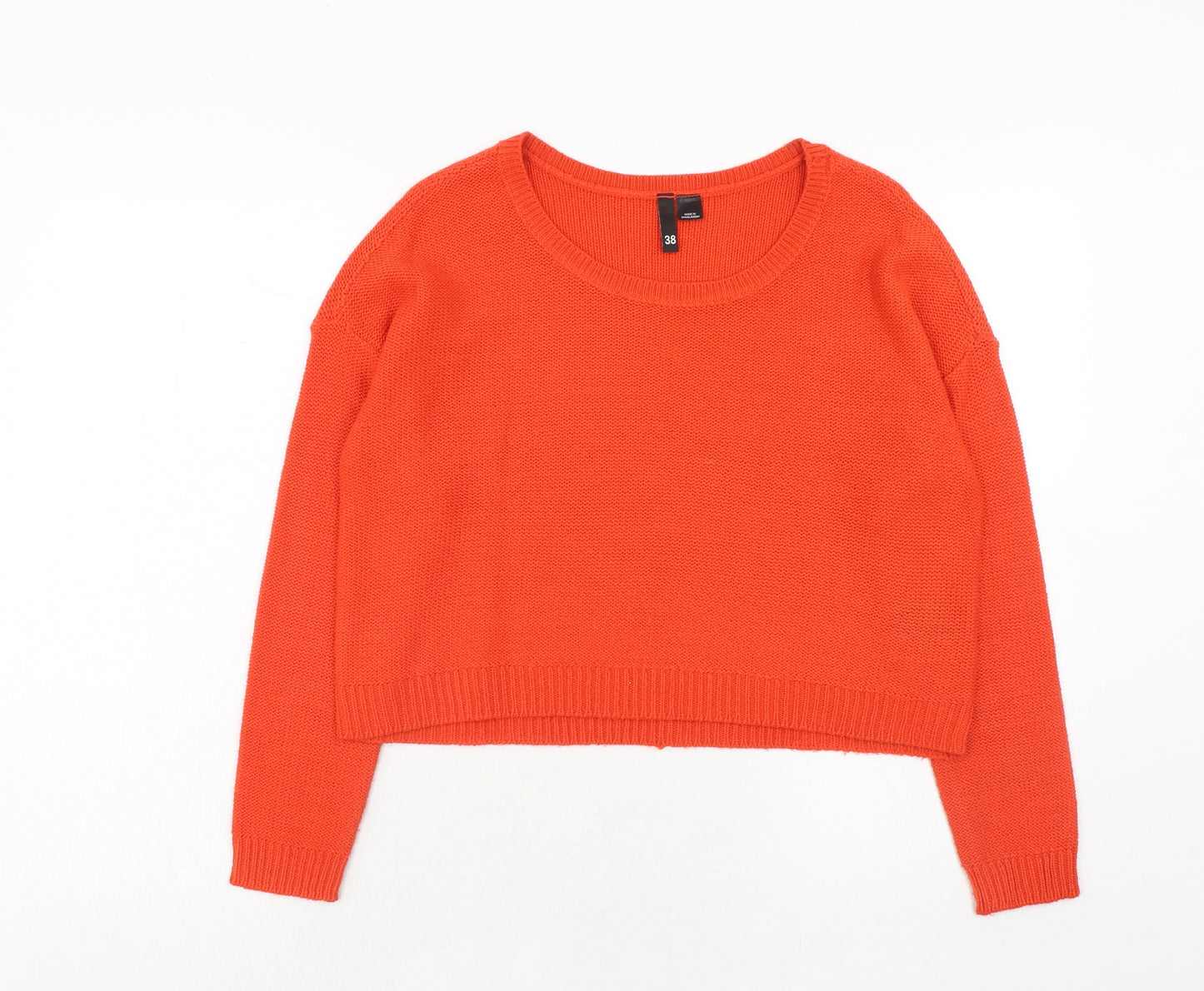 H&M Womens Orange Boat Neck Acrylic Pullover Jumper Size 10