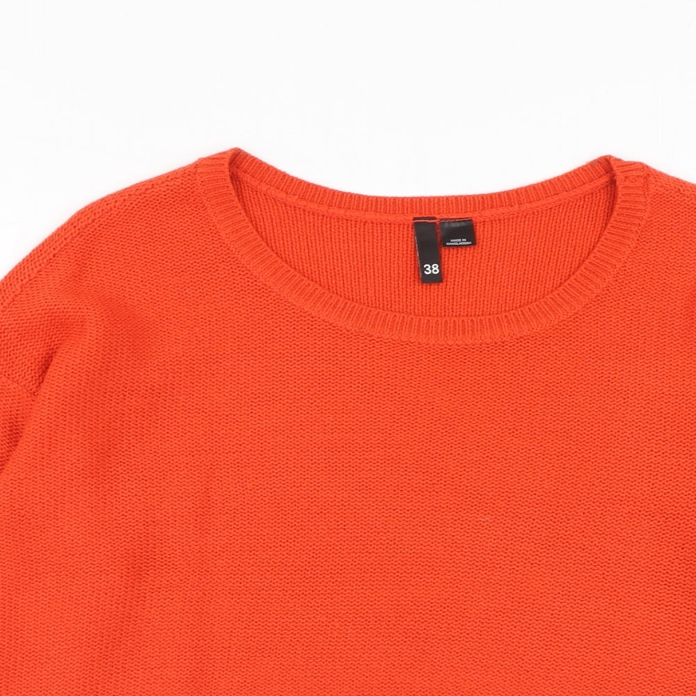 H&M Womens Orange Boat Neck Acrylic Pullover Jumper Size 10