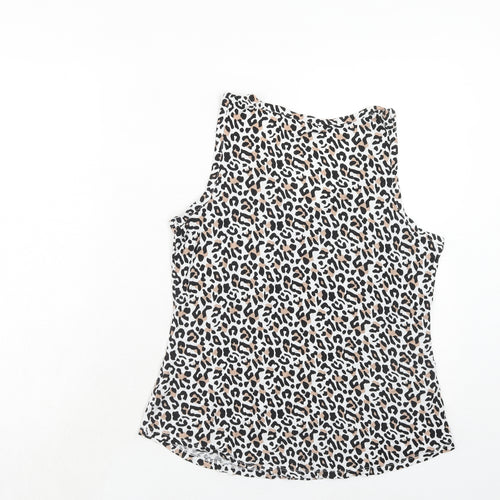 Dorothy Perkins Womens Brown Animal Print Viscose Basic Tank Size 14 Round Neck - Leopard Print