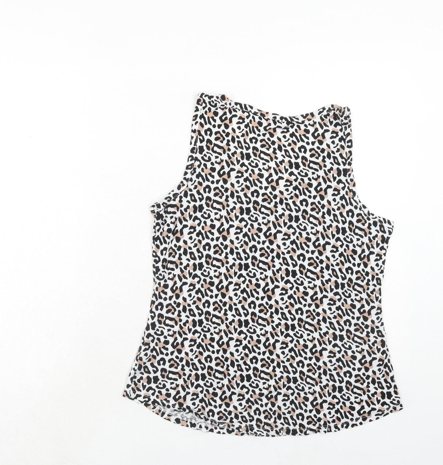 Dorothy Perkins Womens Brown Animal Print Viscose Basic Tank Size 14 Round Neck - Leopard Print