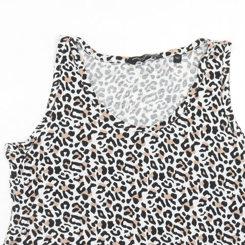 Dorothy Perkins Womens Brown Animal Print Viscose Basic Tank Size 14 Round Neck - Leopard Print