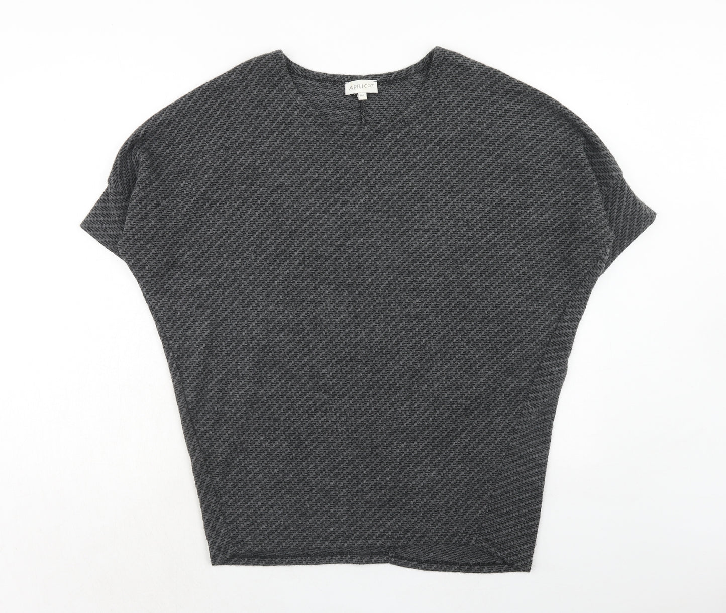 Apricot Womens Grey Geometric Acrylic Basic Blouse Size M Round Neck - M/L