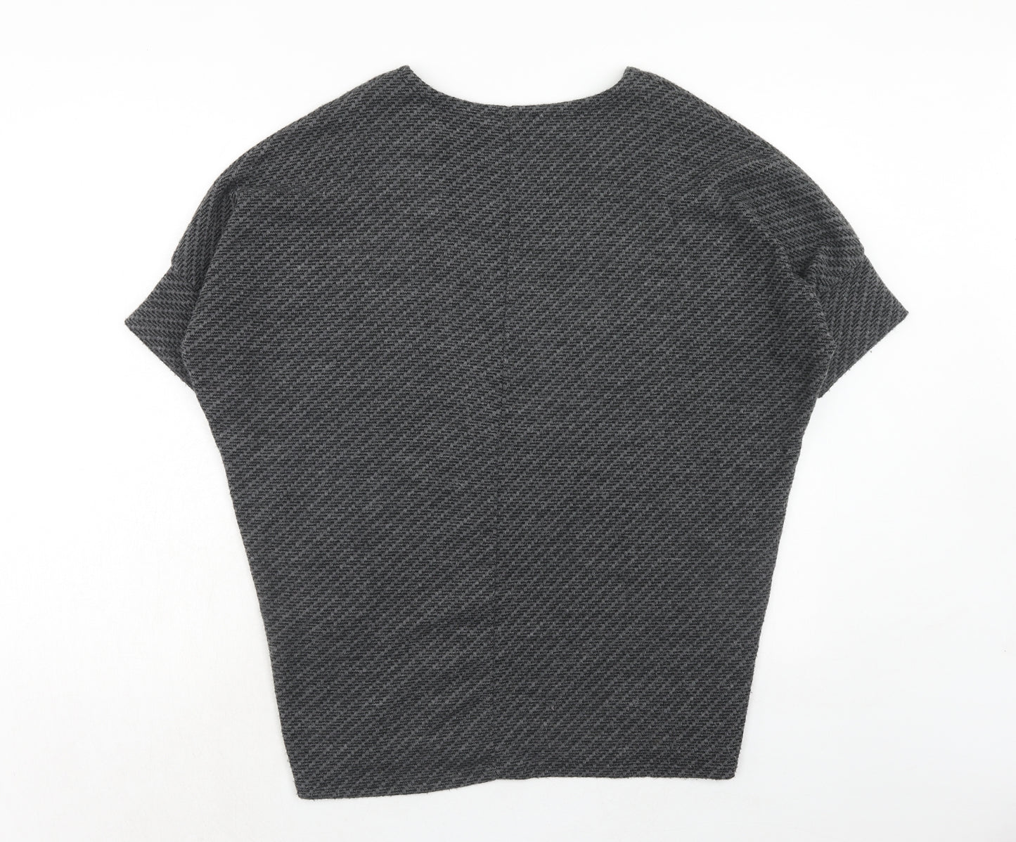 Apricot Womens Grey Geometric Acrylic Basic Blouse Size M Round Neck - M/L