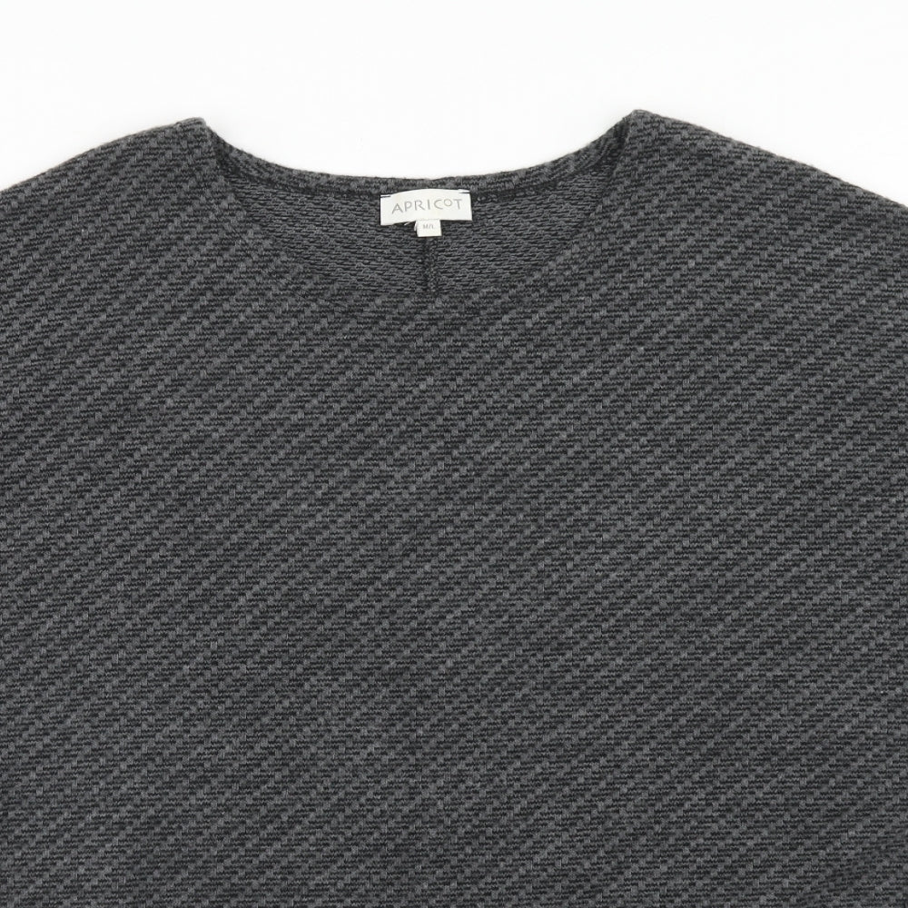 Apricot Womens Grey Geometric Acrylic Basic Blouse Size M Round Neck - M/L