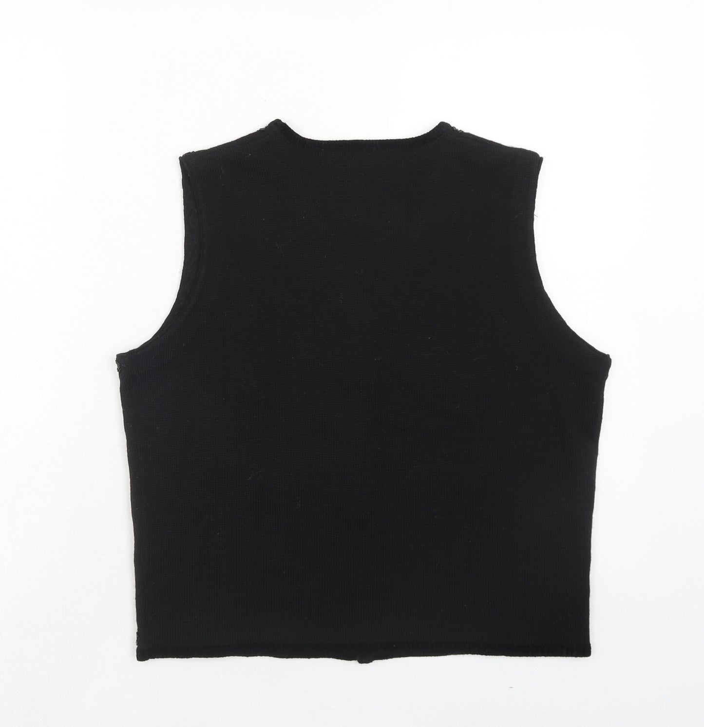 Marks and Spencer Womens Black V-Neck Acrylic Vest Jumper Size 14