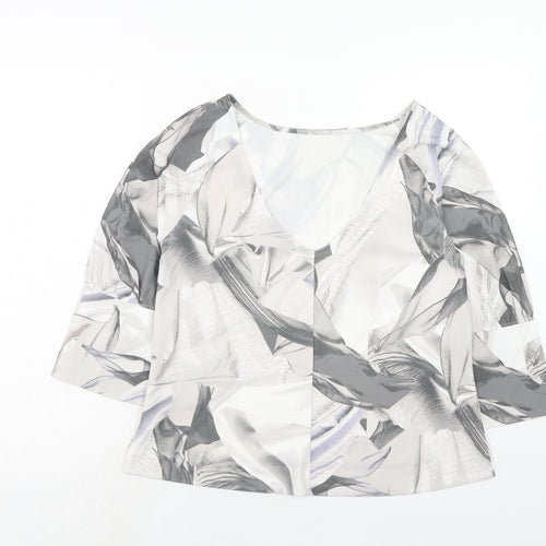 NEXT Womens Grey Geometric Polyester Basic Blouse Size 10 Round Neck