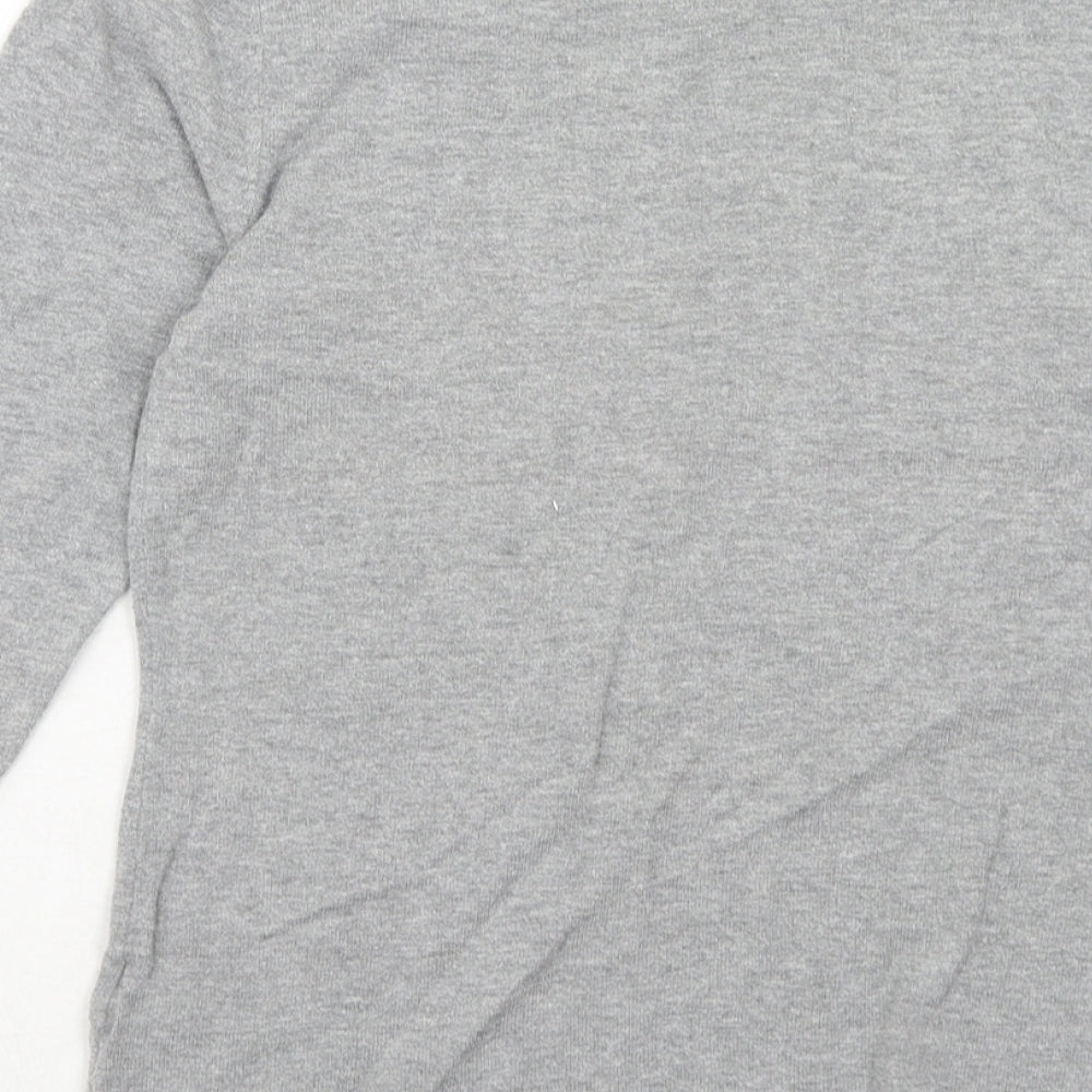 NEXT Womens Grey Cotton Basic Blouse Size 8 Round Neck