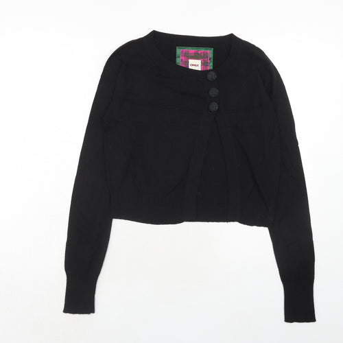 Only Womens Black Round Neck Acrylic Cardigan Jumper Size M