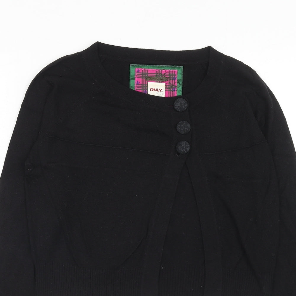 Only Womens Black Round Neck Acrylic Cardigan Jumper Size M