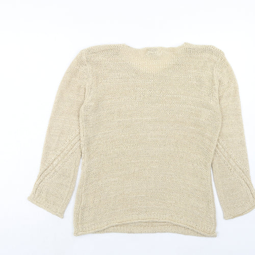 Roman Womens Beige V-Neck Acrylic Pullover Jumper Size S
