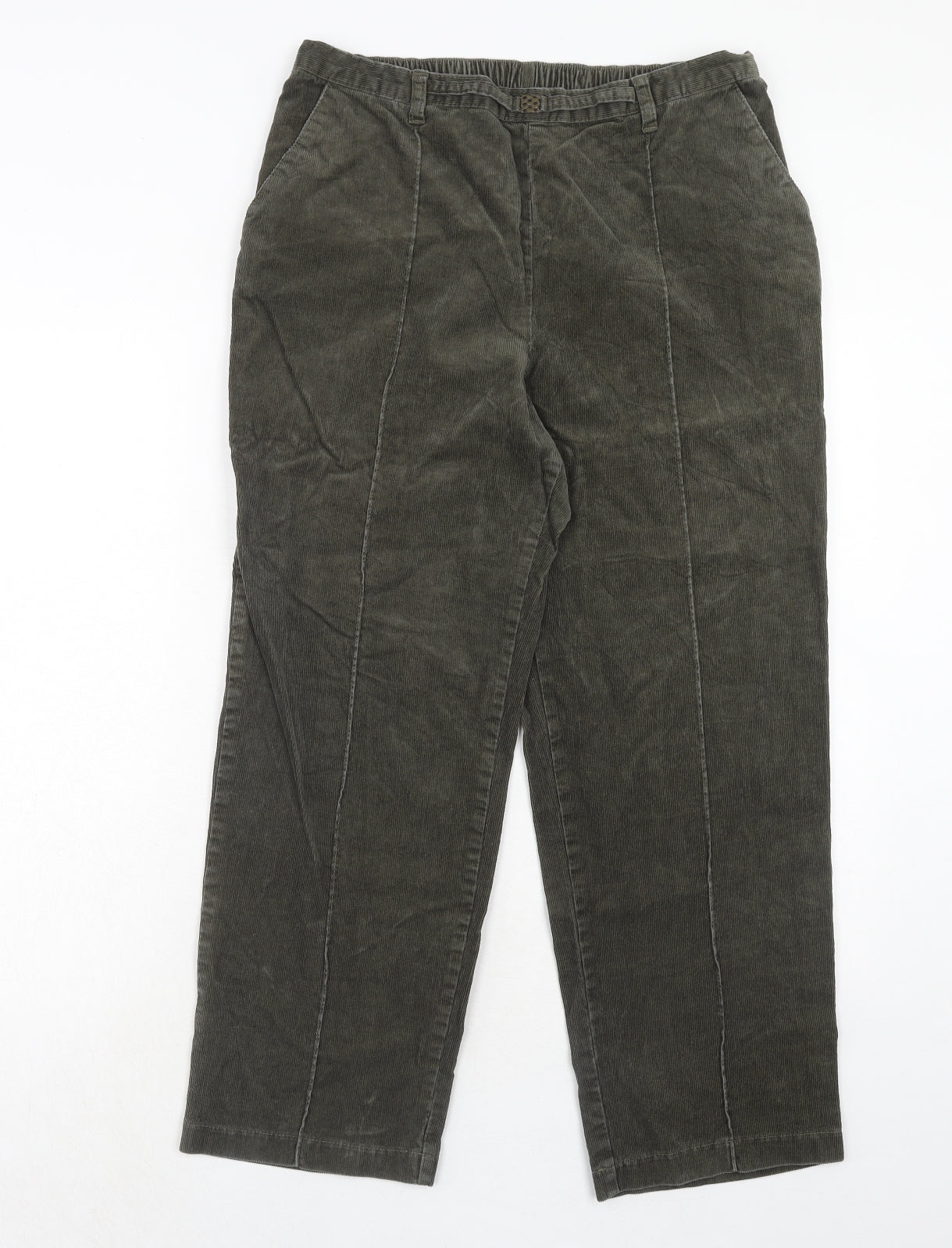 Marks and Spencer Womens Green Cotton Trousers Size 14 Regular