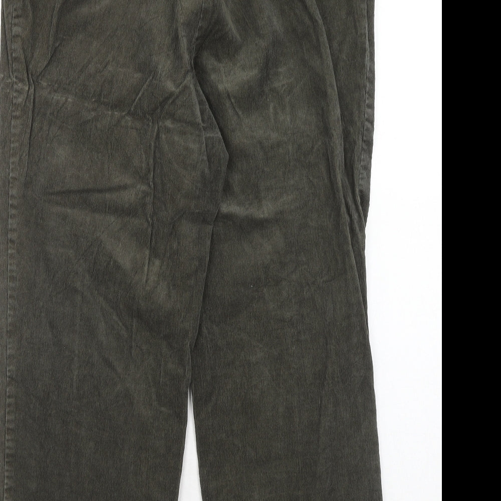 Marks and Spencer Womens Green Cotton Trousers Size 14 Regular
