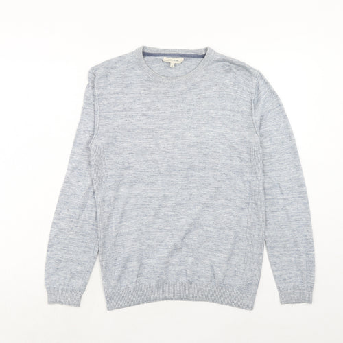 River Island Mens Blue Round Neck Acrylic Pullover Jumper Size S Long Sleeve