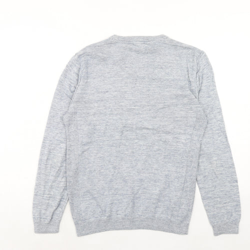 River Island Mens Blue Round Neck Acrylic Pullover Jumper Size S Long Sleeve