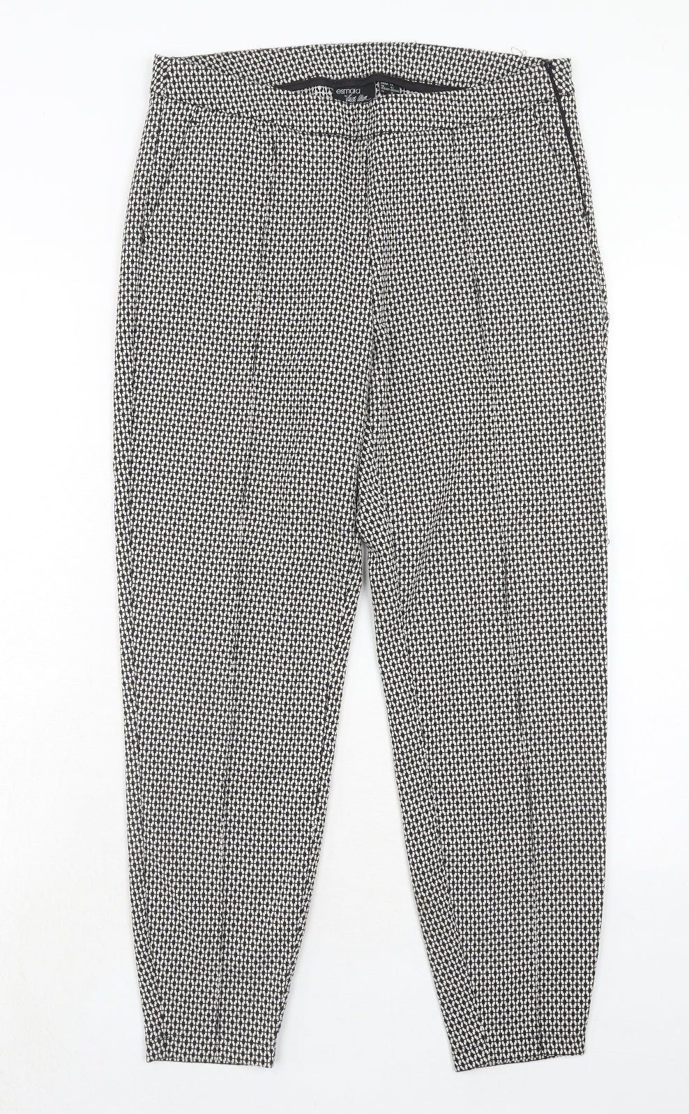 ESMARA Womens Black Geometric Polyester Carrot Trousers Size 12 Regular Zip