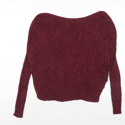 Hollister Womens Purple Boat Neck Cotton Pullover Jumper Size M - Size M/L