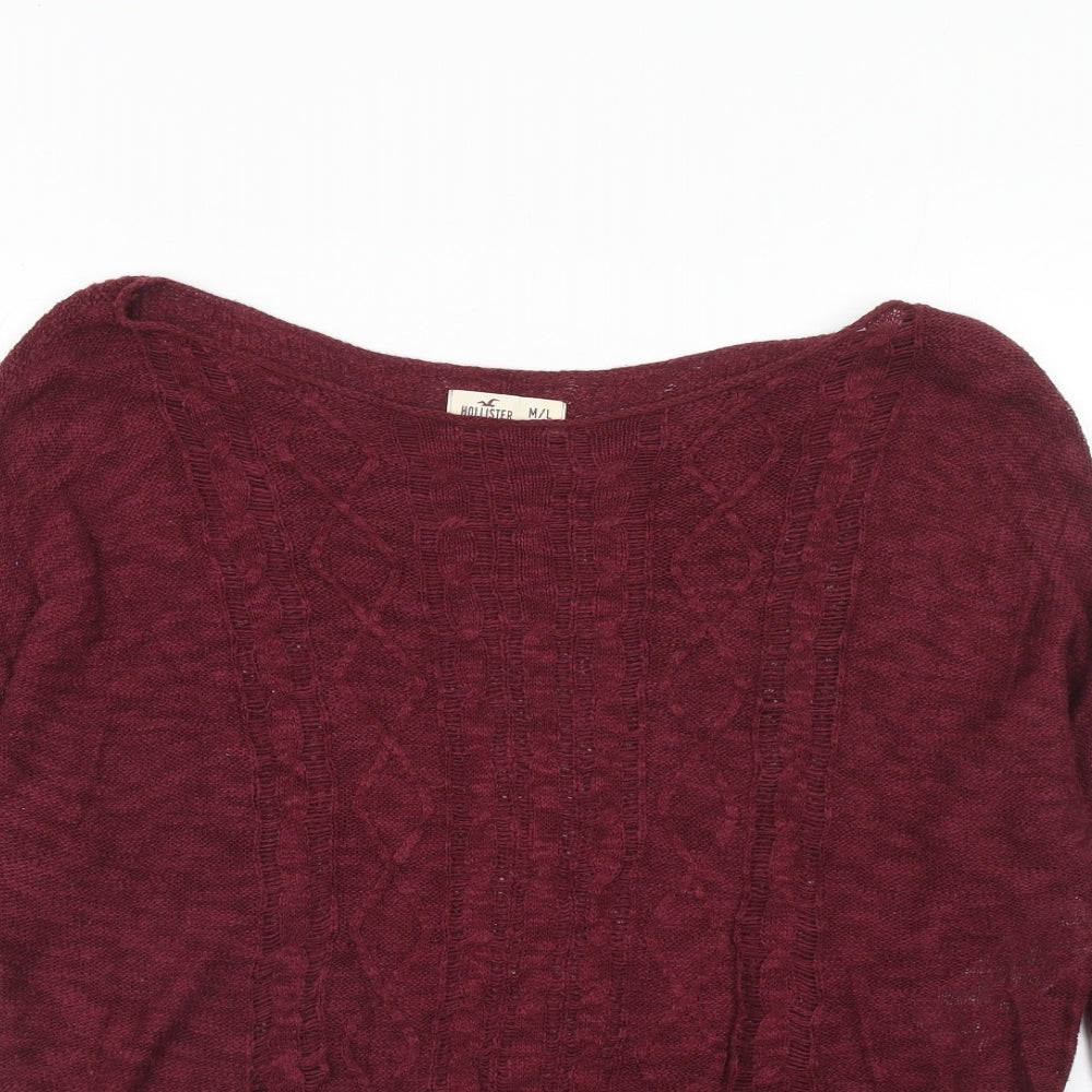 Hollister Womens Purple Boat Neck Cotton Pullover Jumper Size M - Size M/L
