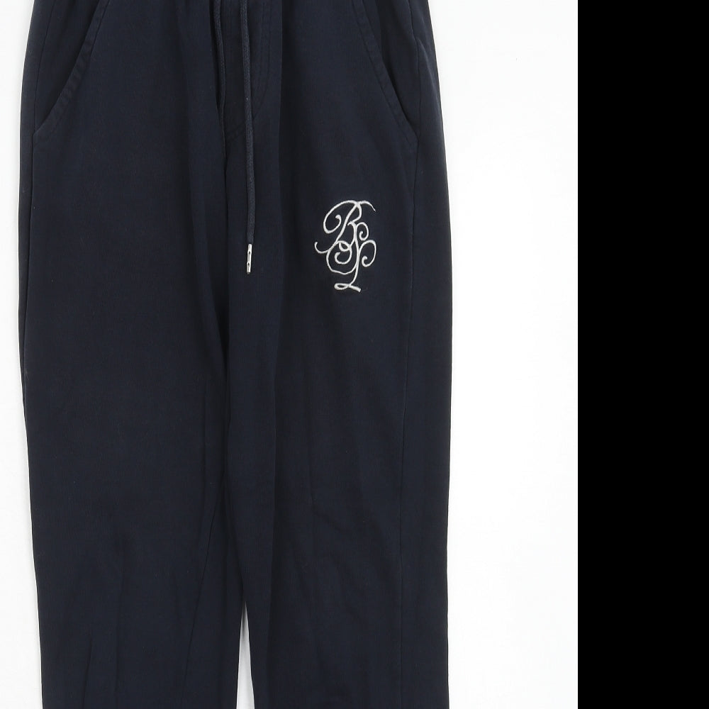 Brave Soul Mens Blue Cotton Jogger Trousers Size S Regular Drawstring