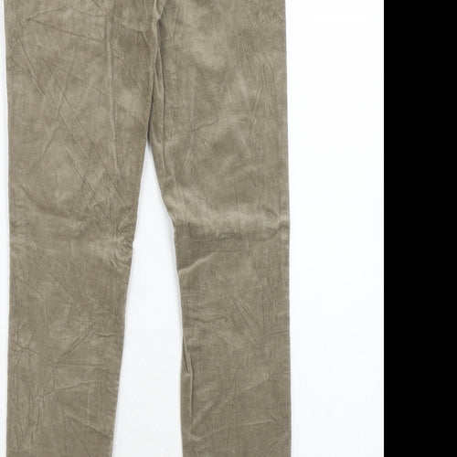 United Colors of Benetton Womens Beige Cotton Trousers Size 28 in Regular Zip