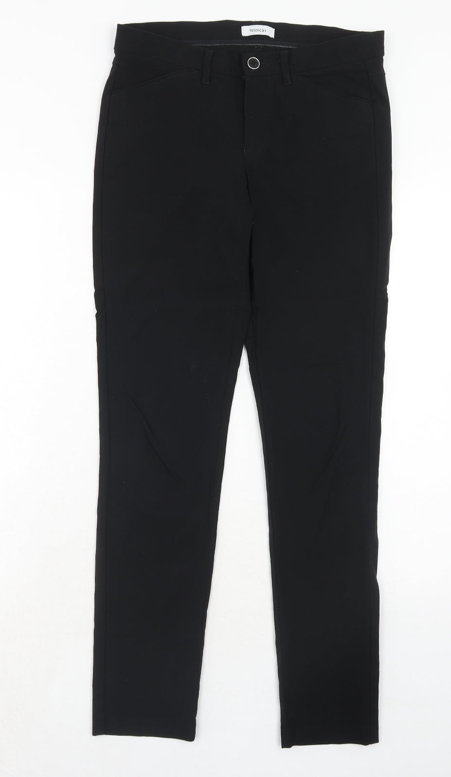 Yessica Womens Black Viscose Trousers Size 10 Regular Zip