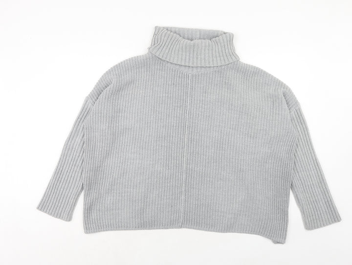 Miss Selfridge Womens Grey Roll Neck Acrylic Pullover Jumper Size 10