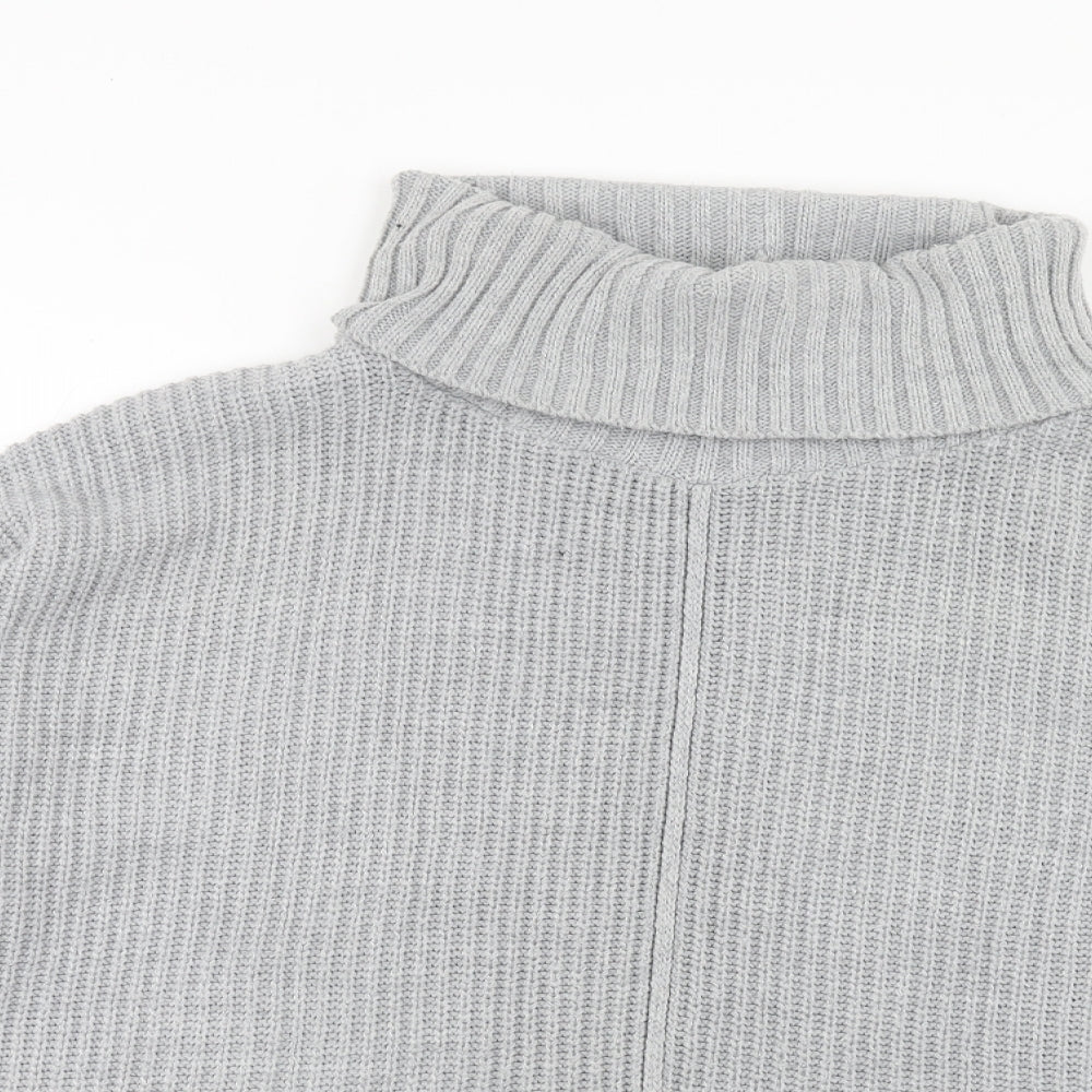 Miss Selfridge Womens Grey Roll Neck Acrylic Pullover Jumper Size 10