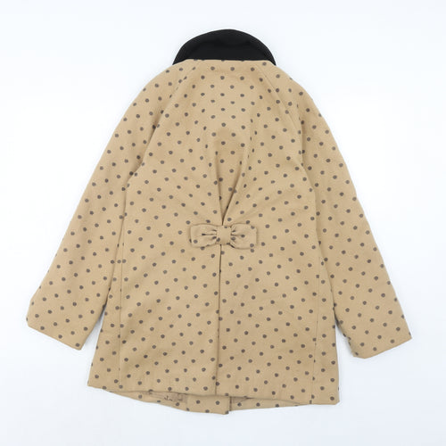 Yumi Womens Brown Geometric Jacket Size 10 Button