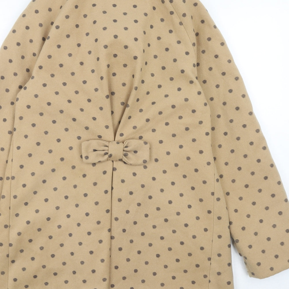 Yumi Womens Brown Geometric Jacket Size 10 Button