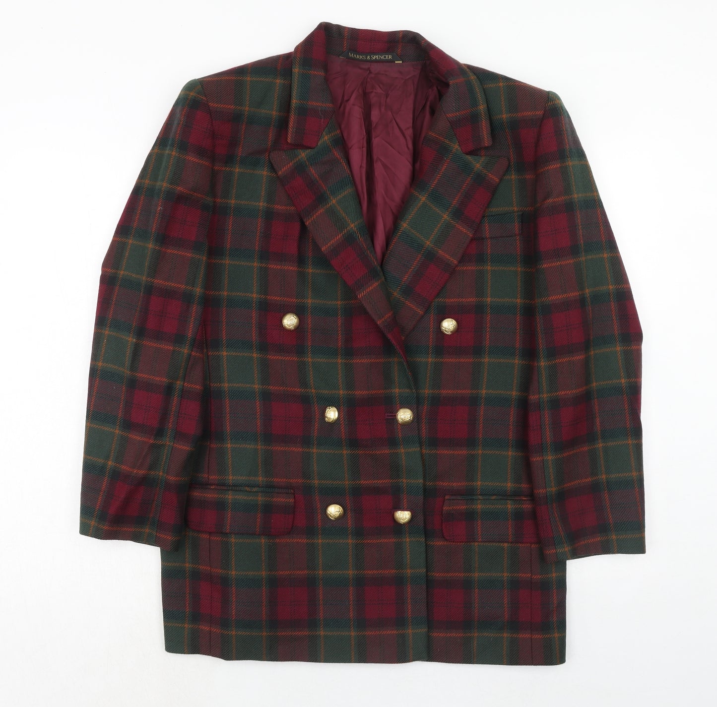 Marks and Spencer Womens Multicoloured Geometric Wool Jacket Blazer Size 16