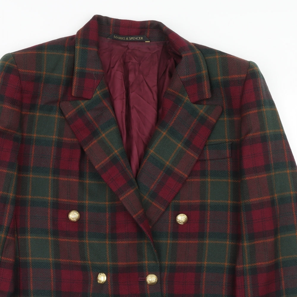 Marks and Spencer Womens Multicoloured Geometric Wool Jacket Blazer Size 16