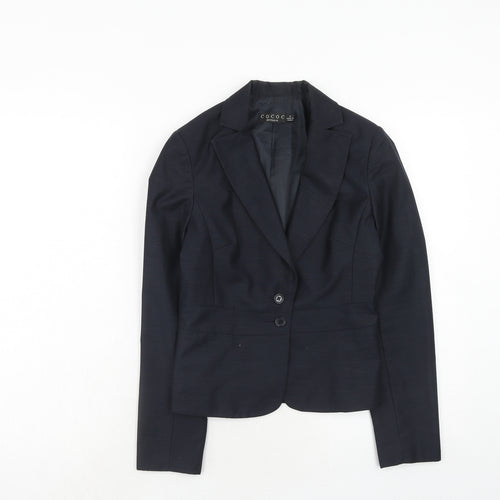 COCOC Womens Blue Polyester Jacket Suit Jacket Size 8