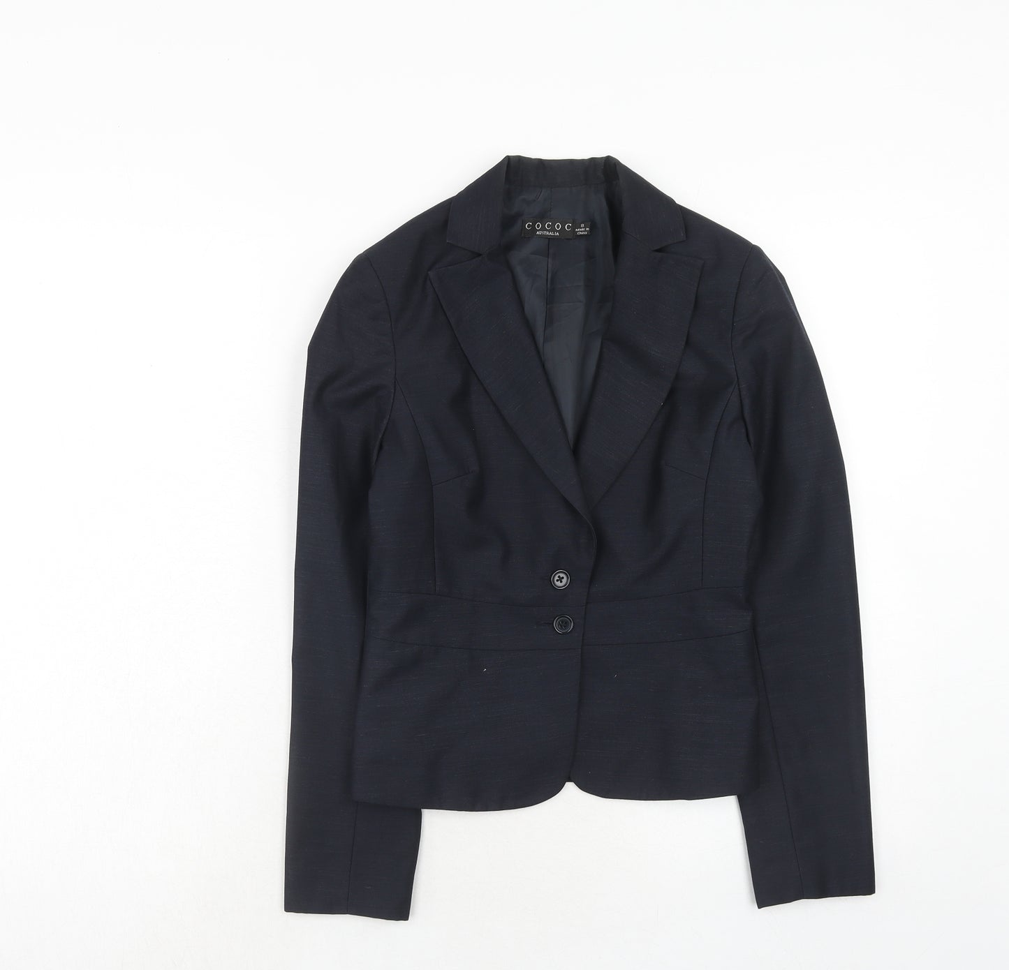 COCOC Womens Blue Polyester Jacket Suit Jacket Size 8