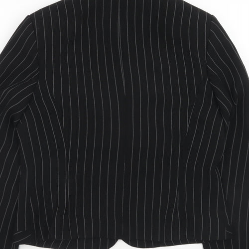 Marks and Spencer Womens Black Striped Polyester Jacket Blazer Size 14