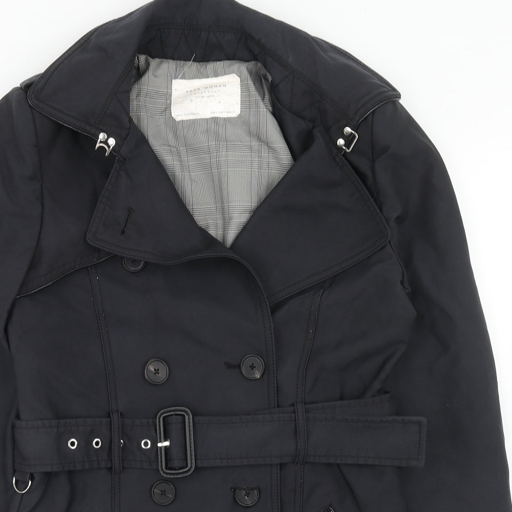 Zara Womens Blue Pea Coat Coat Size S Button