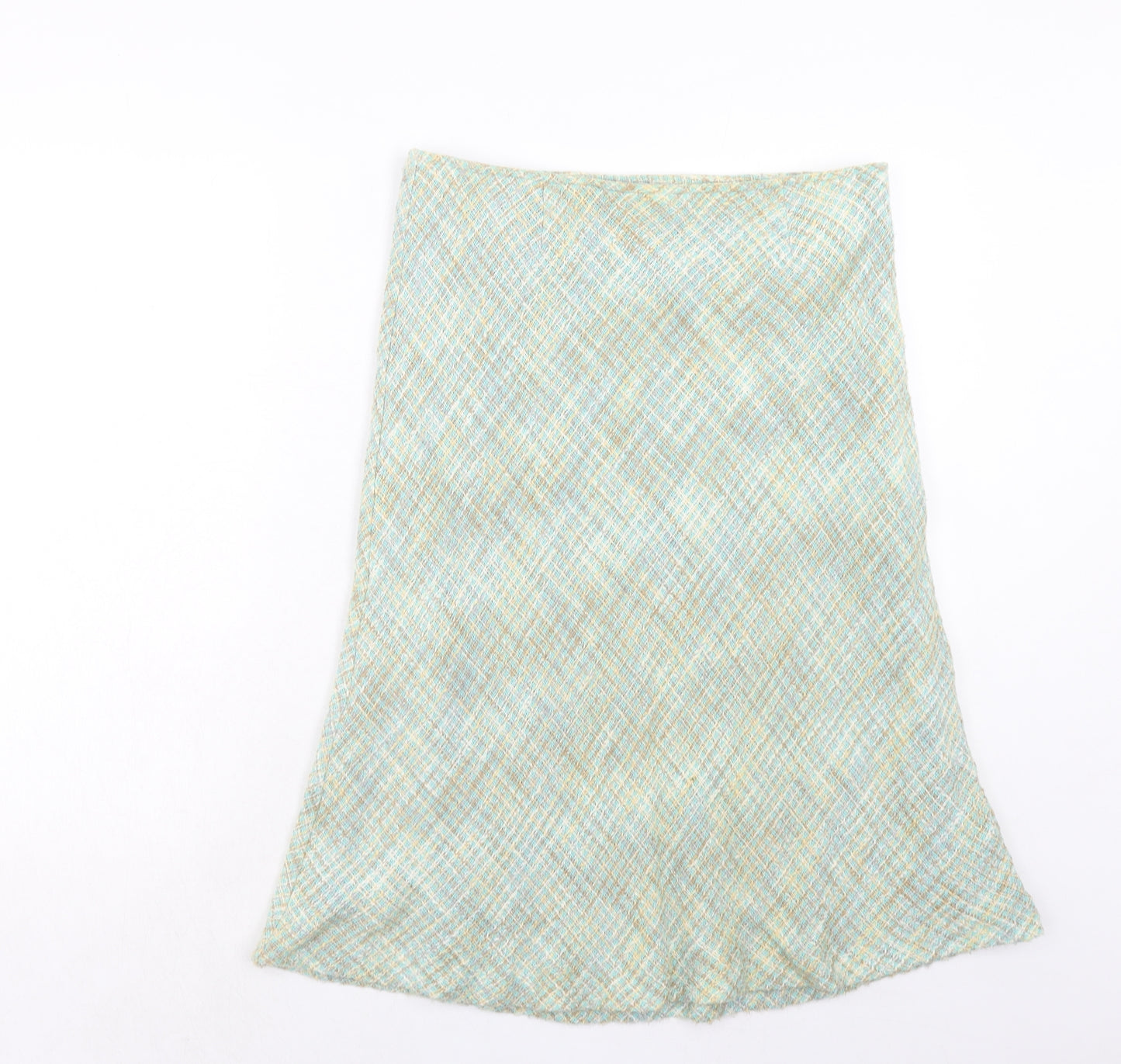 Artigiano Womens Blue Geometric Cotton Swing Skirt Size 14 Zip