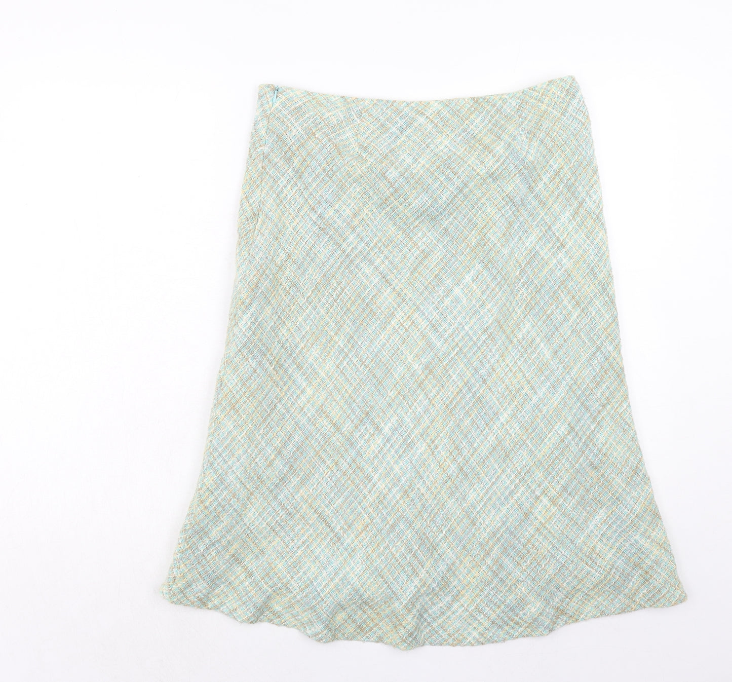 Artigiano Womens Blue Geometric Cotton Swing Skirt Size 14 Zip