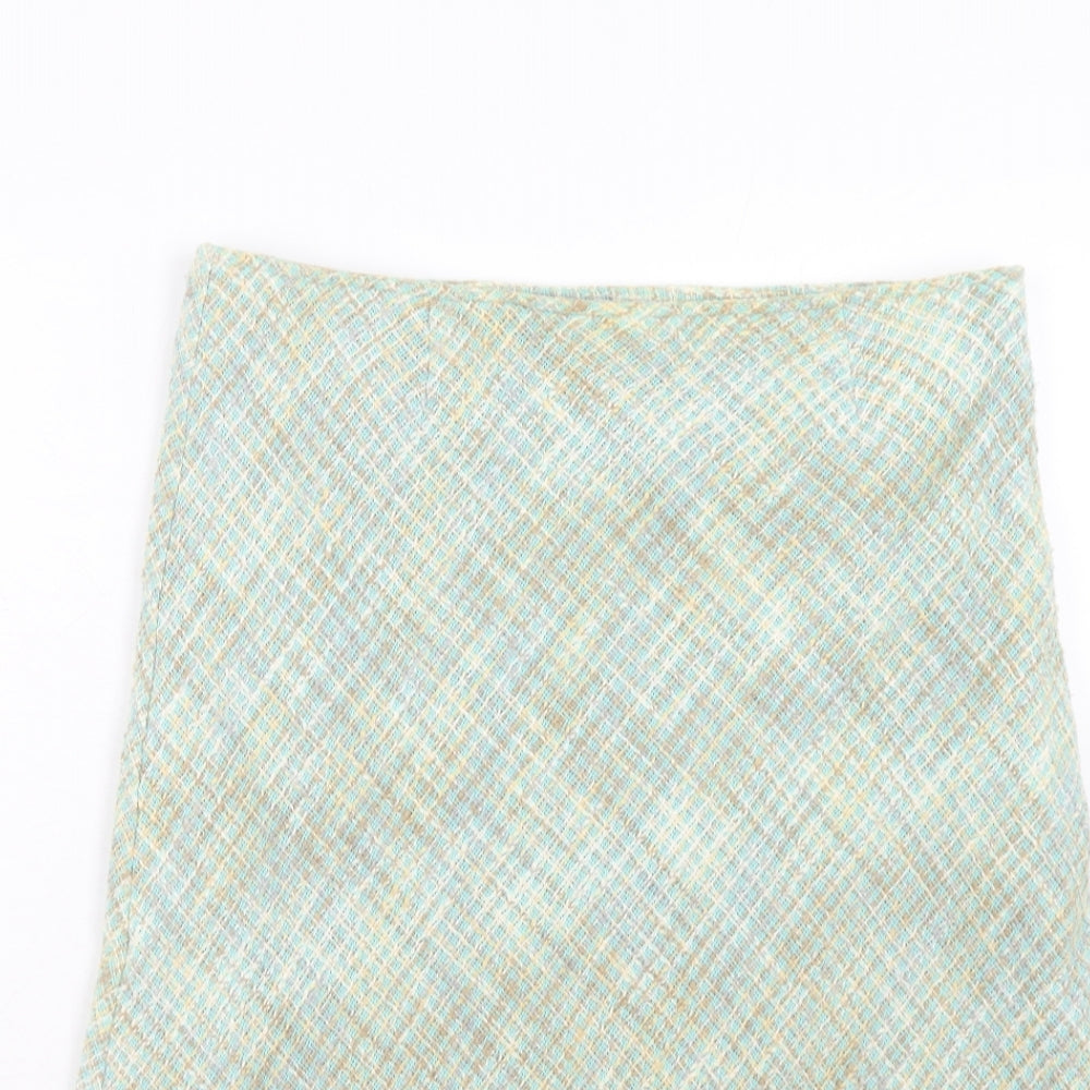 Artigiano Womens Blue Geometric Cotton Swing Skirt Size 14 Zip