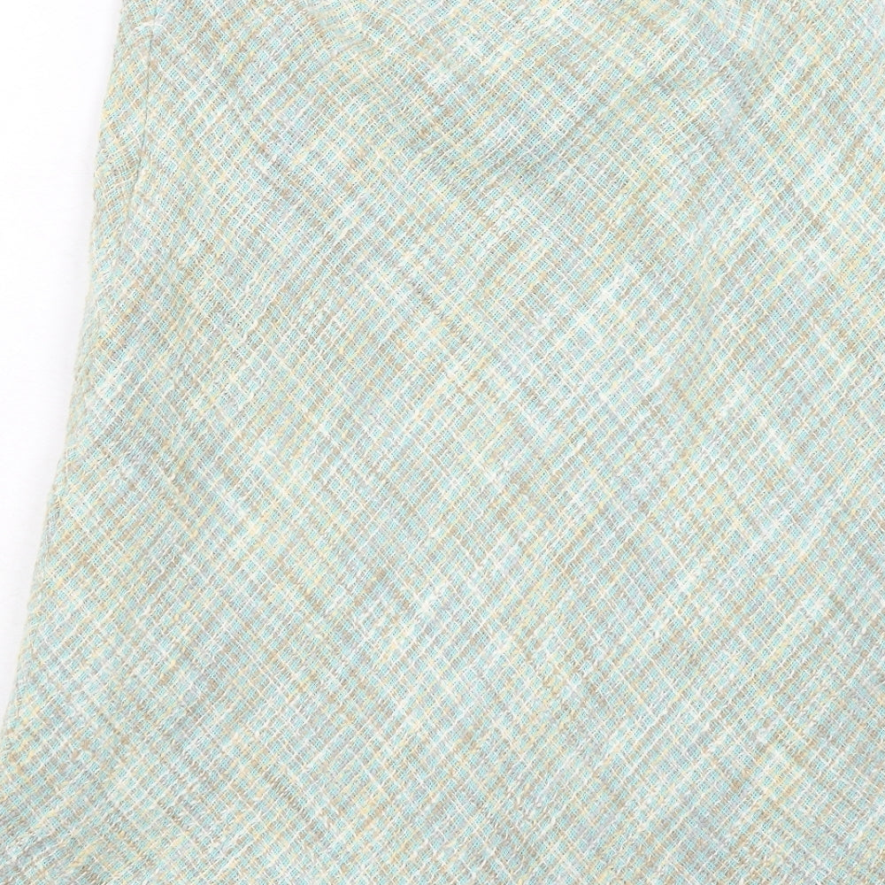 Artigiano Womens Blue Geometric Cotton Swing Skirt Size 14 Zip