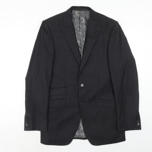 Marks and Spencer Mens Black Wool Jacket Suit Jacket Size 38 Regular - Window Pane Check