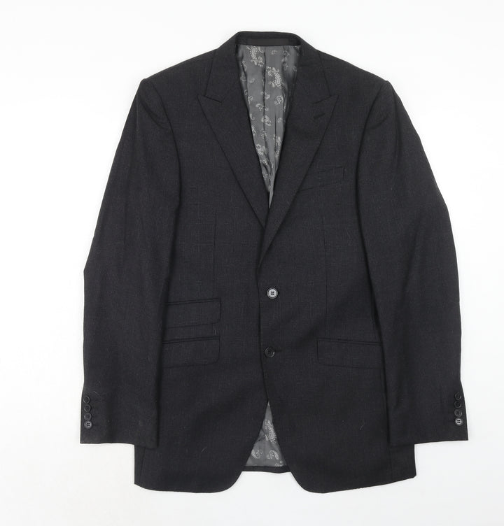 Marks and Spencer Mens Black Wool Jacket Suit Jacket Size 38 Regular - Window Pane Check