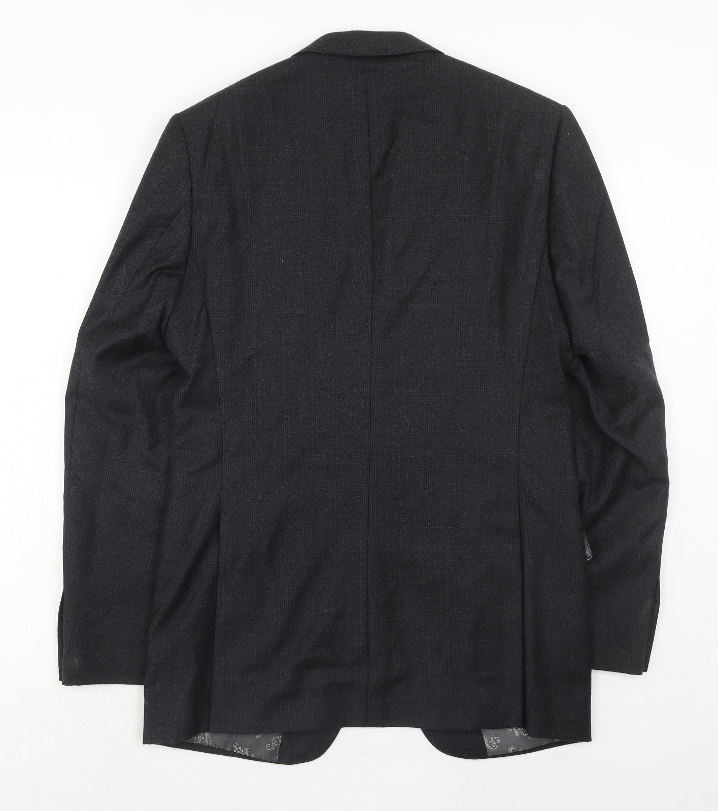 Marks and Spencer Mens Black Wool Jacket Suit Jacket Size 38 Regular - Window Pane Check