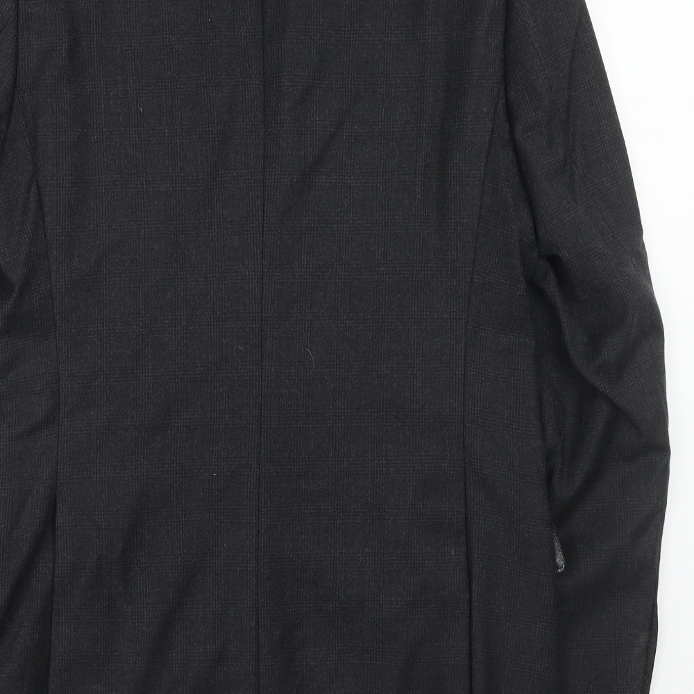 Marks and Spencer Mens Black Wool Jacket Suit Jacket Size 38 Regular - Window Pane Check