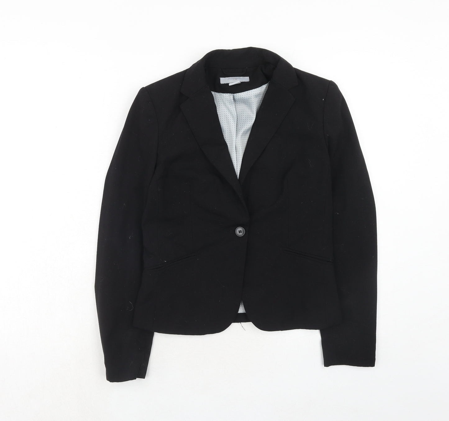 H&M Womens Black Polyester Jacket Blazer Size 8